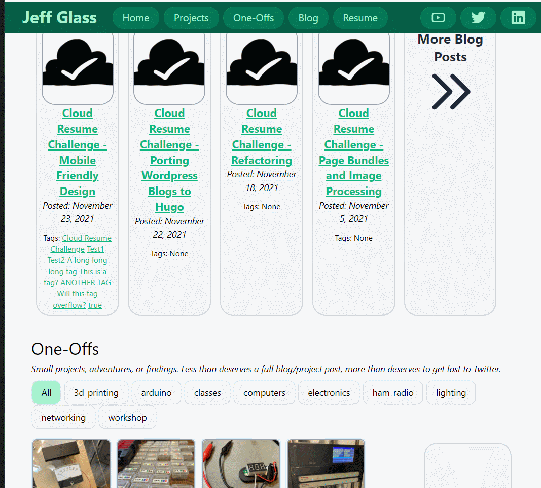 A window changing sizes, showing how html 'cards' stack one above the other